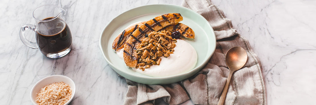 Grillad banan med granola