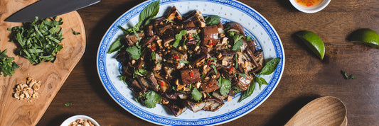 Grillad auberginesallad